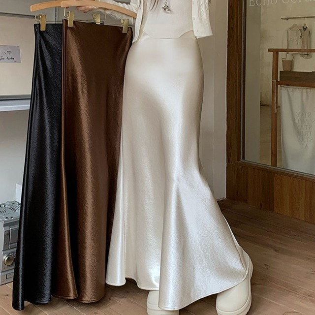 サテンフレアガーリースカート　PA00150