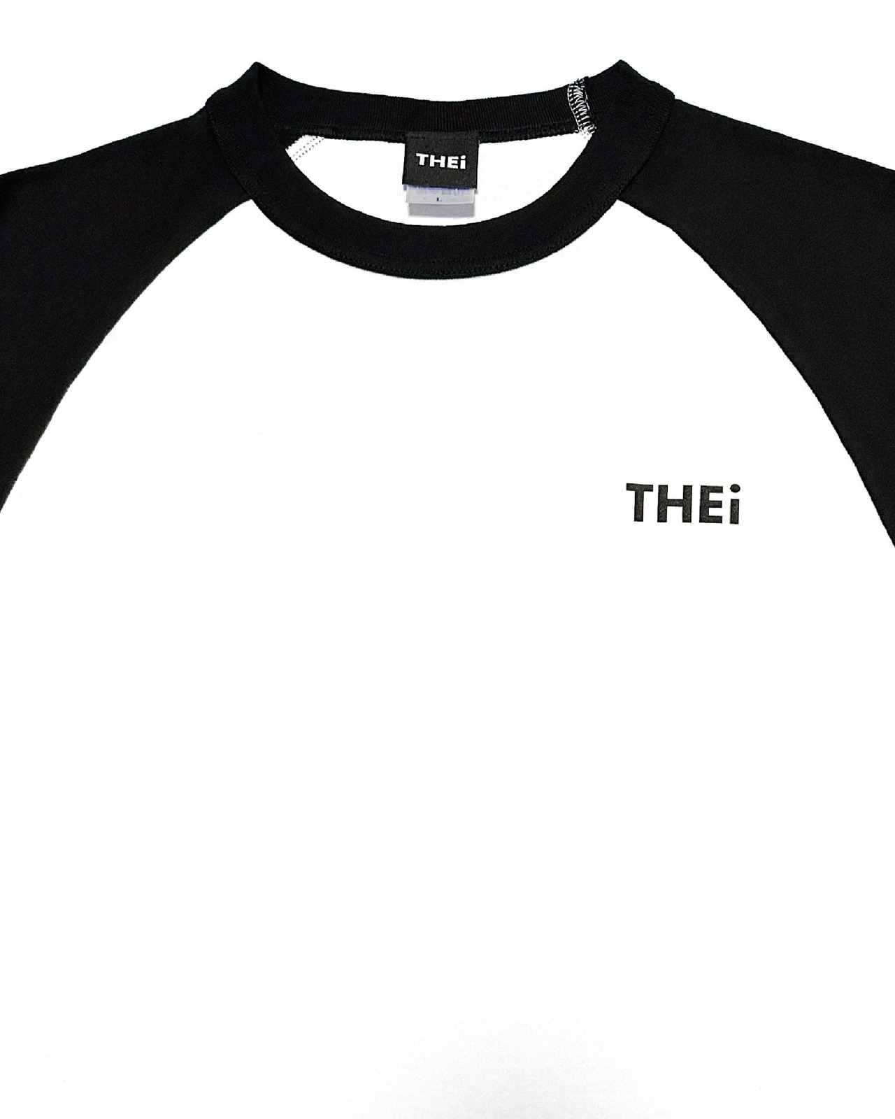 BASIC ONE POINT RAGLAN LONG T-SHIRT - WHITE / BLACK