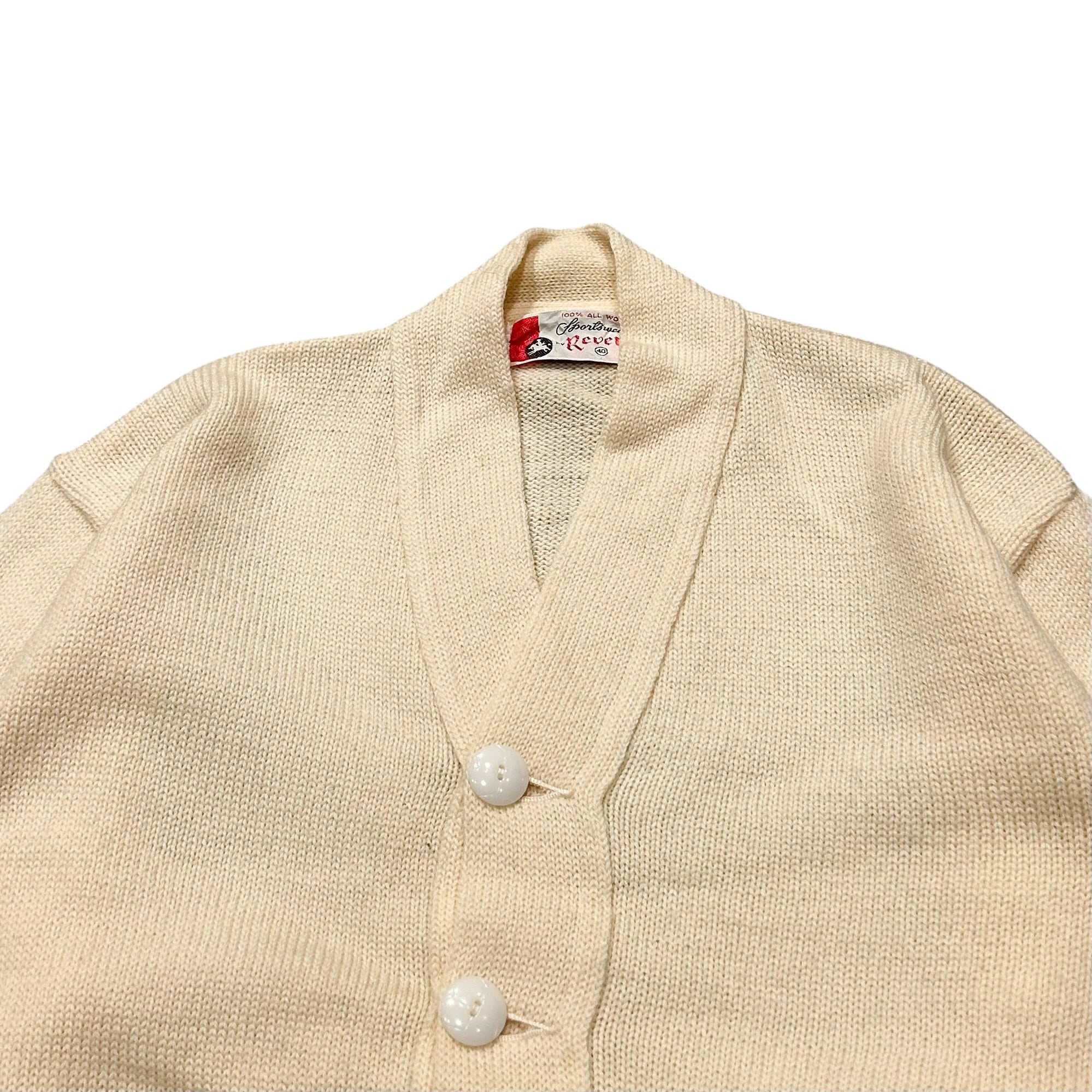 60's Revere Lettered Cardigan / レタードカーディガン 無地 古着