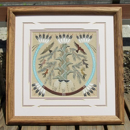 ナバホサンドペインティング 木製フレーム 9f3eecec2bd56c145a4f5bd064ab8d