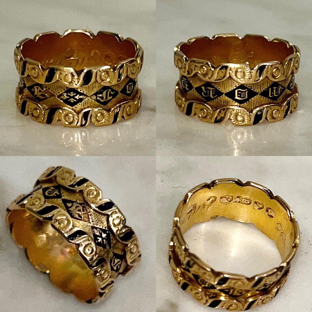 antique victorian 18ct gold mourning ring " in memory of "