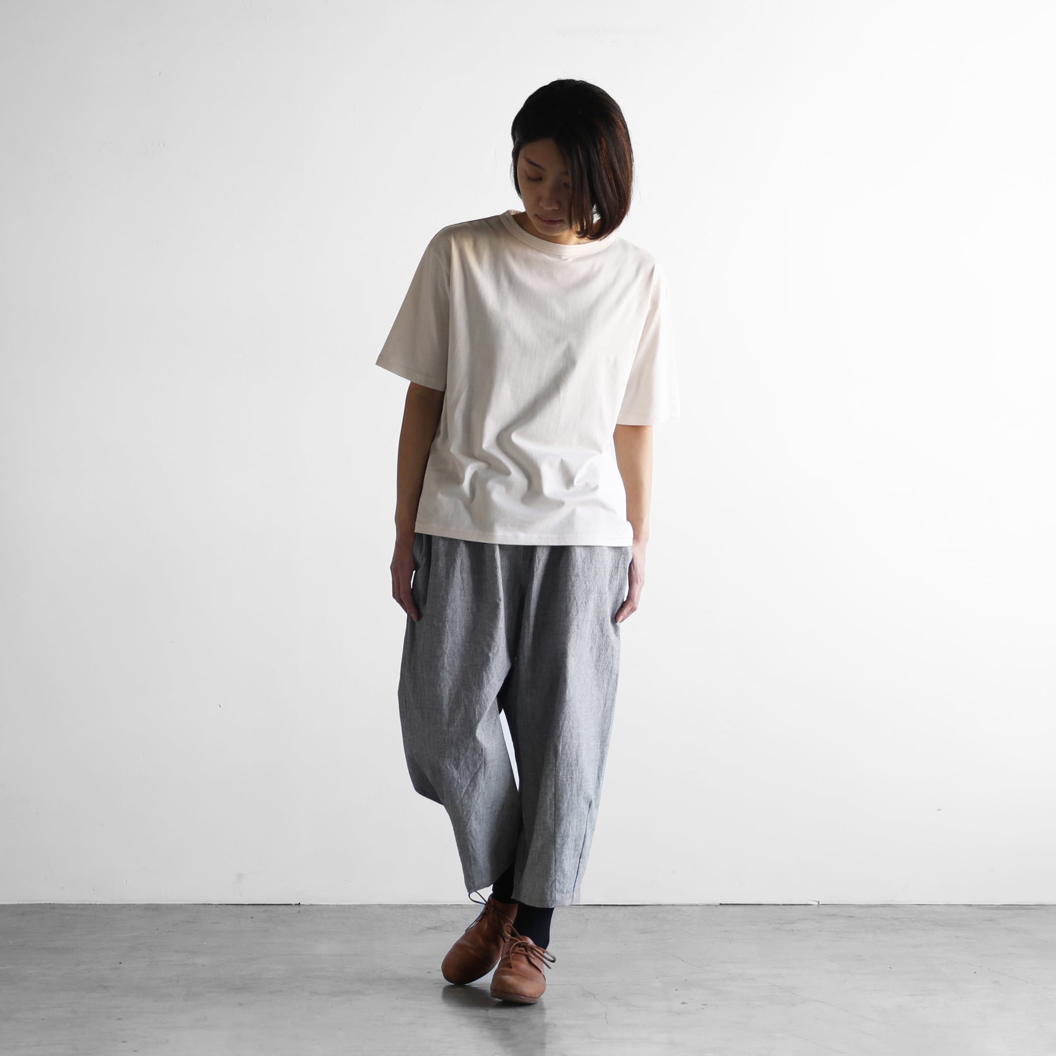 HUIS 綿麻(コットンリネン)バフクロスバルーンパンツ（グレー）【ユニ