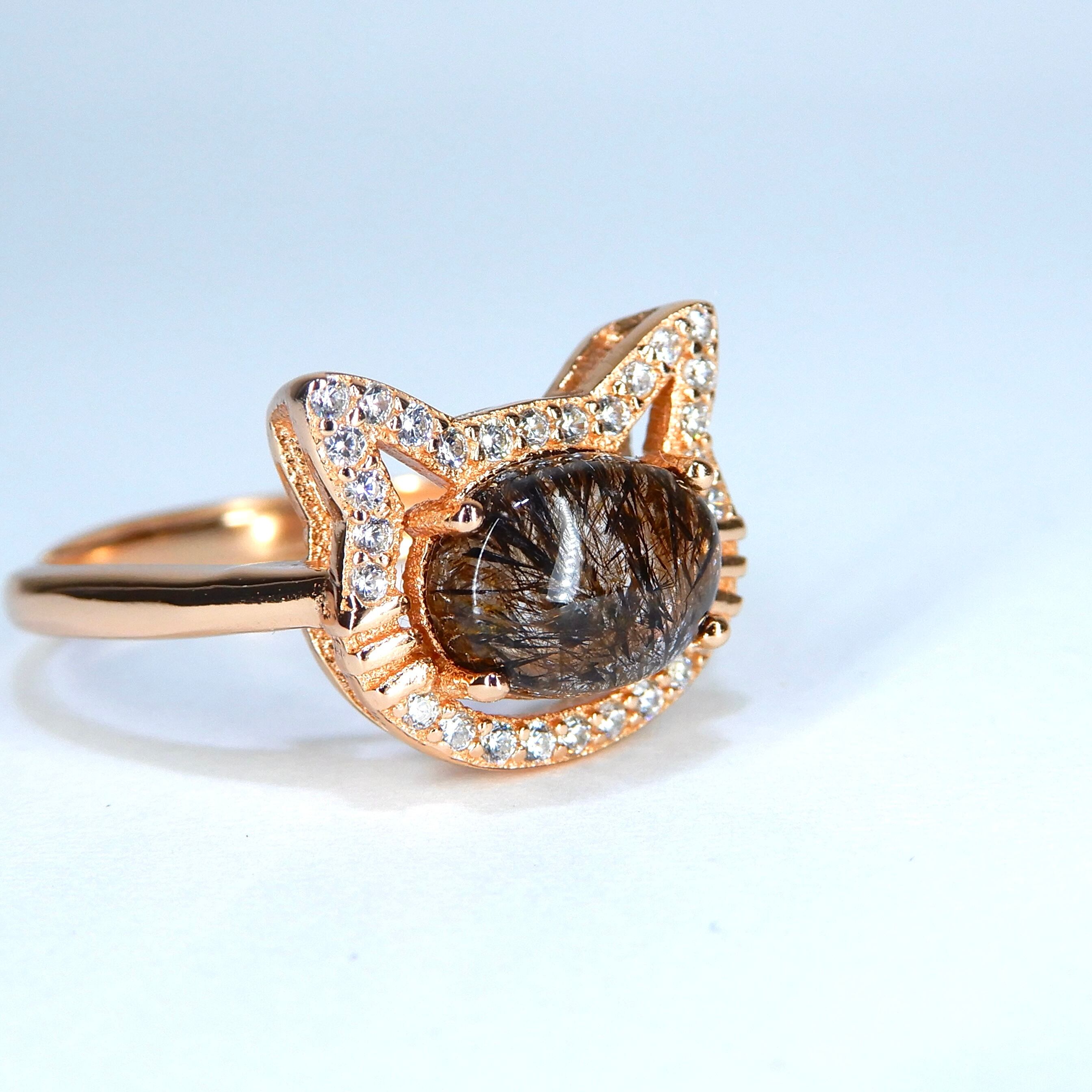 ねこ Ring♦︎エレスチャルクォーツ♦︎PGカラー