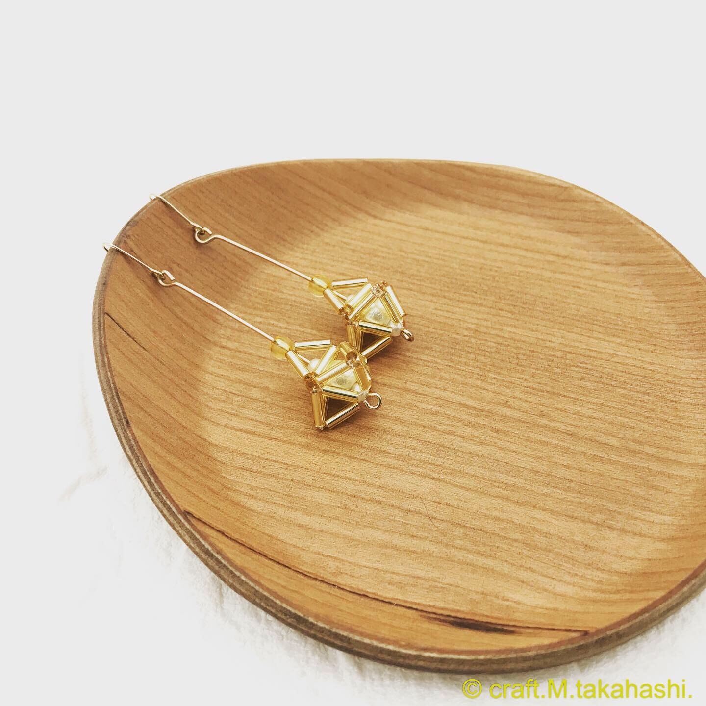 0044:鳥籠風 コットンパールロングピアス