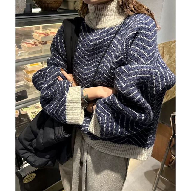 Herringbone bicolor knit　a00527