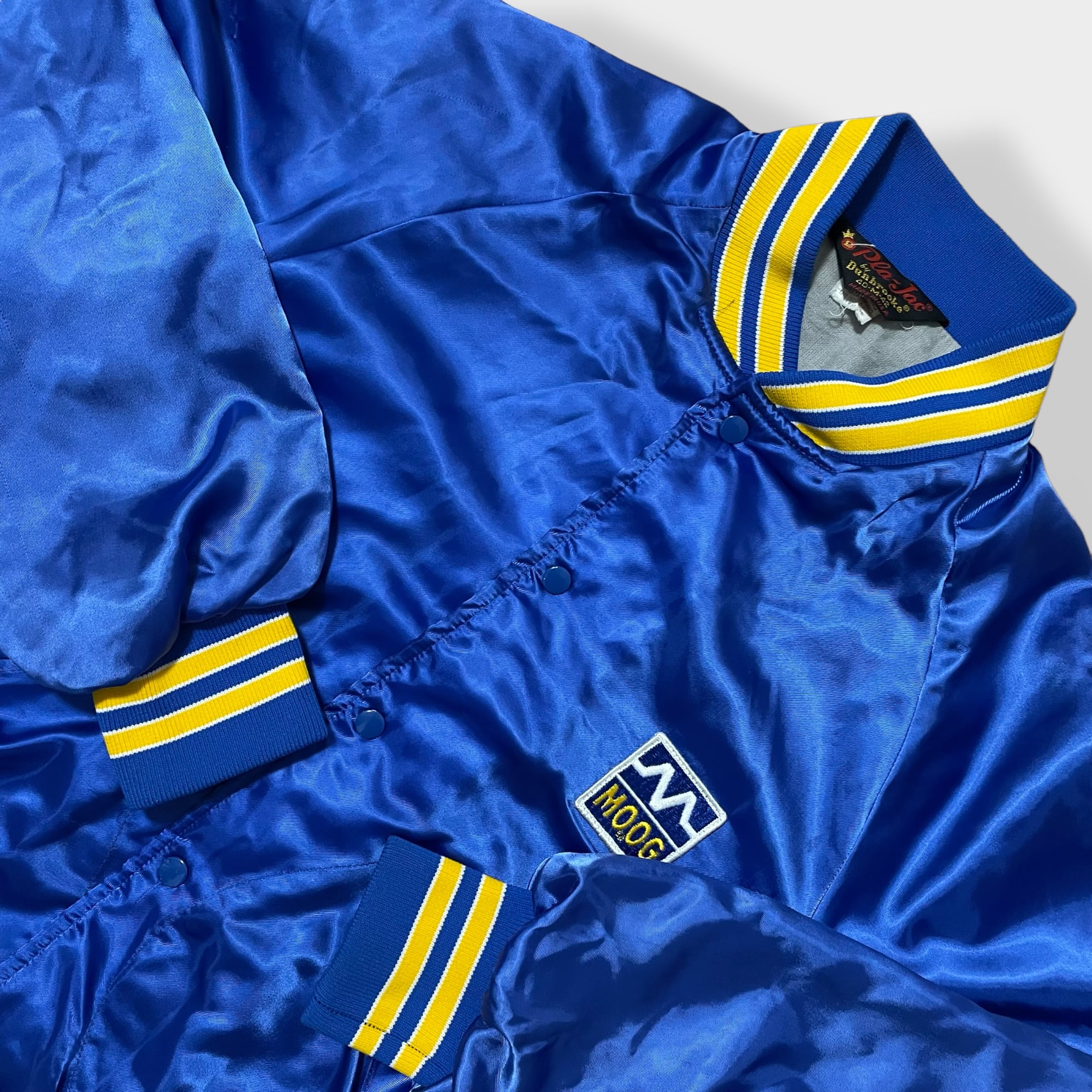 80年代 USA製 Dunbrooke ナイロン スタジアムジャケット 刺繍 ラグラン ブルー (メンズ XL)   O2591