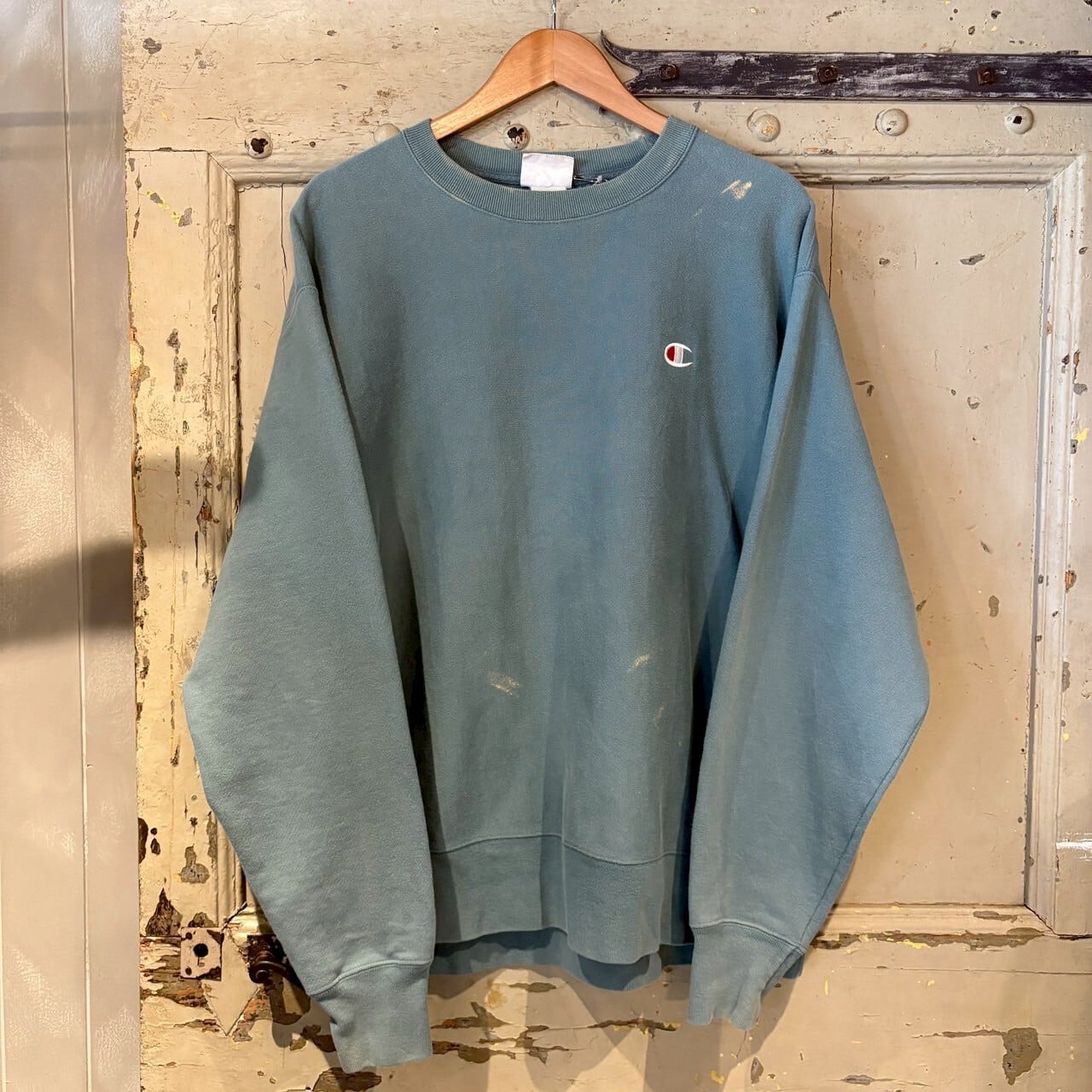 Champion REVERSE WEAVE スウェット ワンポイント くすみカラー 緑