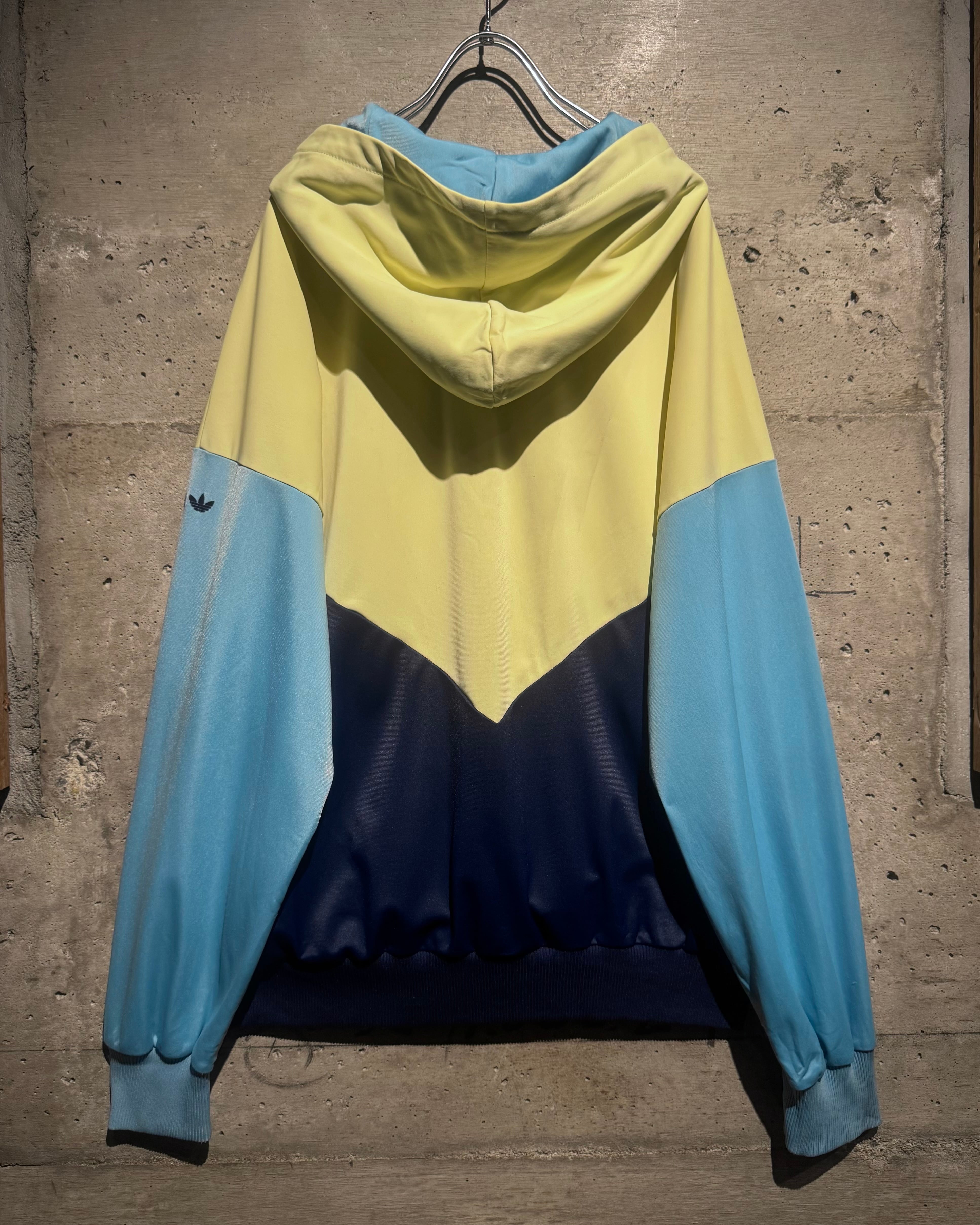 Caka】80's “adidas” Switching Pattern Vintage Loose Half Zip