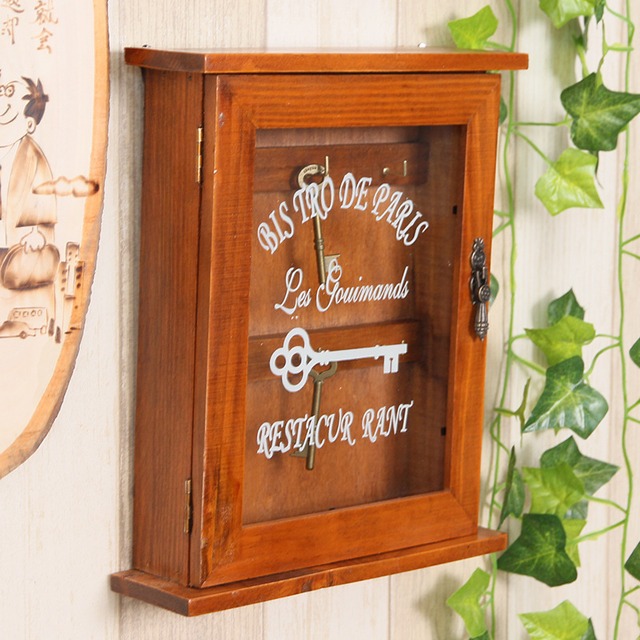 キー キャビネット ヴィンテージ風 木目 温もり 2WAY仕様 おしゃれ かわいい ナチュラル インテリア 北欧 コンパクト 鍵 収納 ボックス ケース 壁掛け 卓上 フレンチ アンティーク カフェ