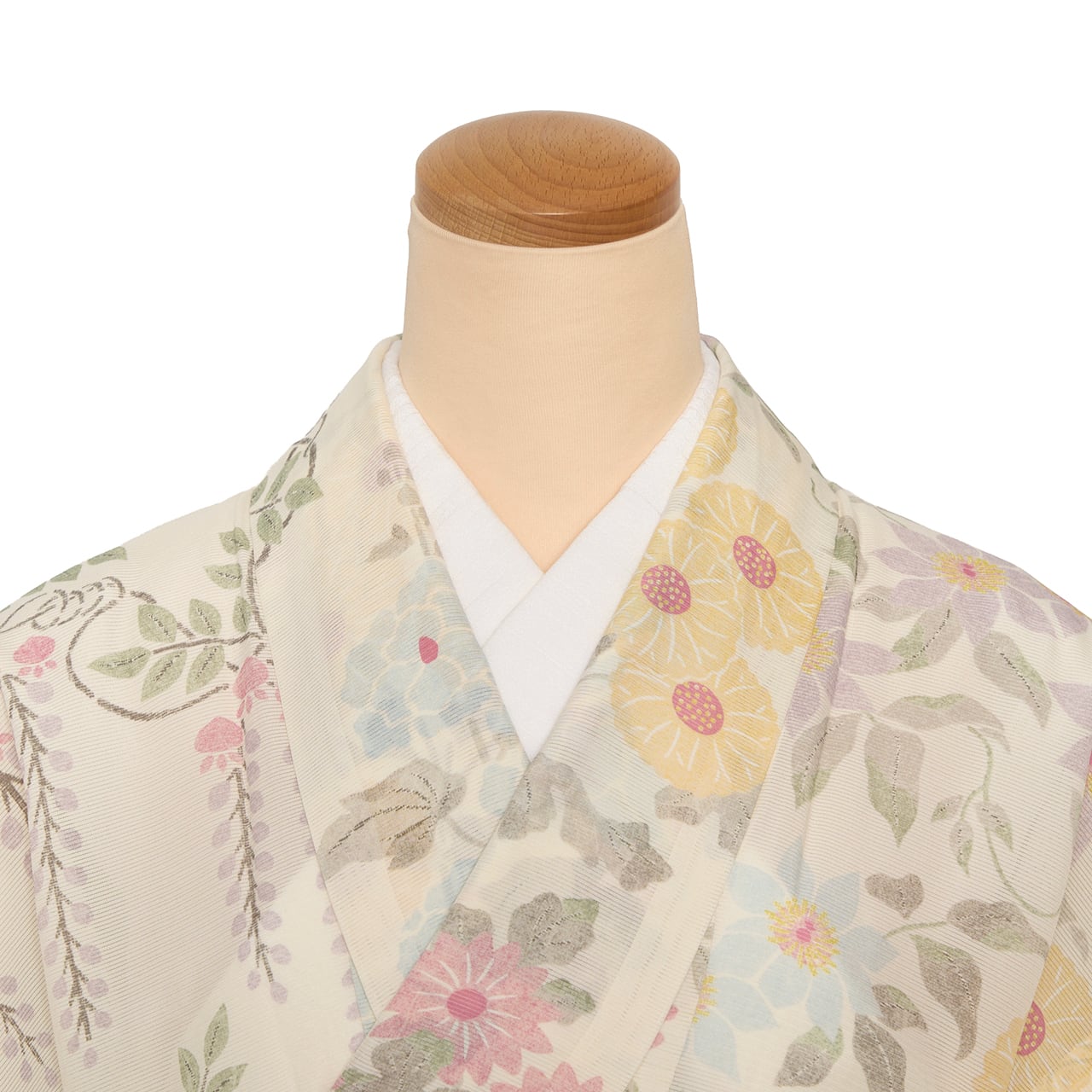 多ち花 草花の模様 摺型友禅 一方附小紋 絽単衣着物【未着用品