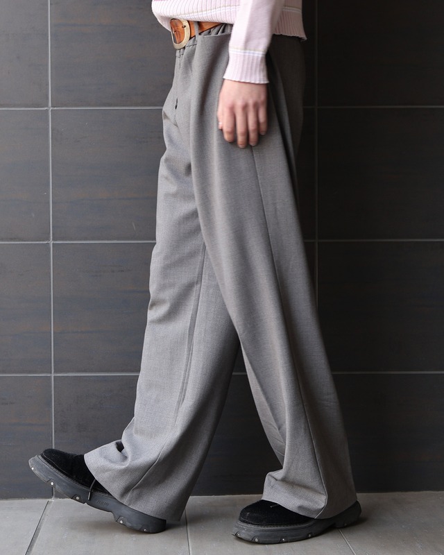 Gray wide straight slacks