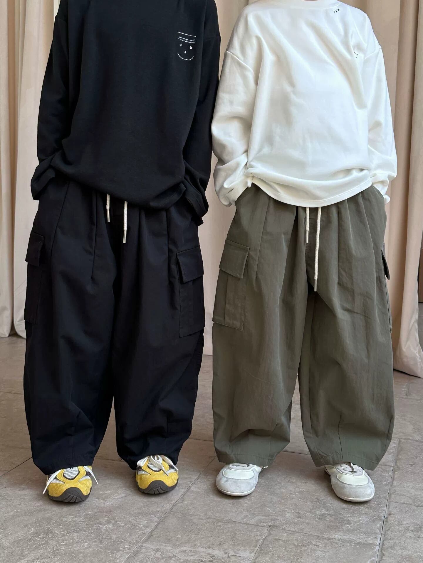 取寄》ミリタリーワイドカーゴパンツ （カーキ／ブラック） XDJK 2025