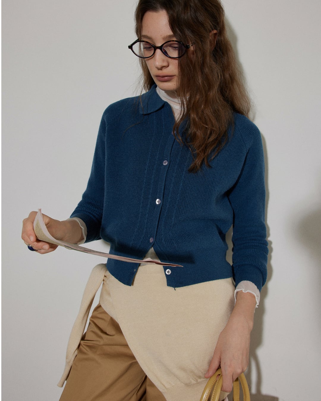 classic knit cardigan(navy)