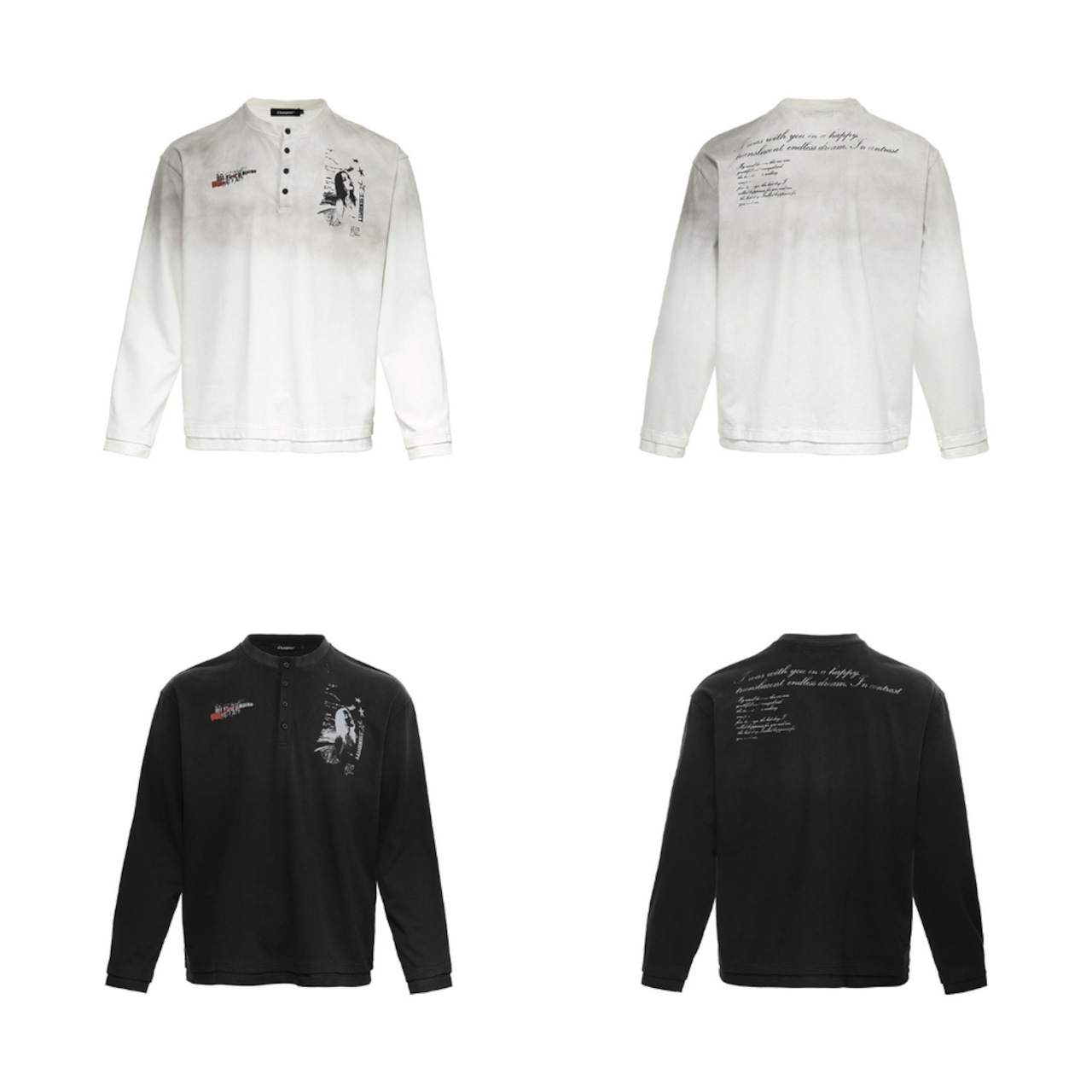 VINTAGE ストリート ヘンリーネック ロングTシャツ T1866