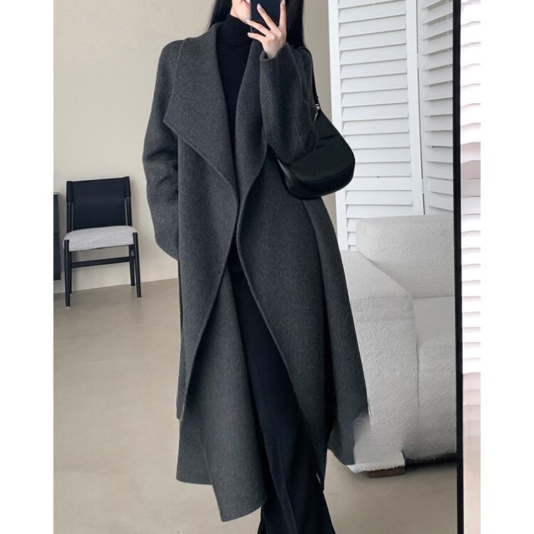 オープンフロント マキシ丈 長袖 コート YH9724