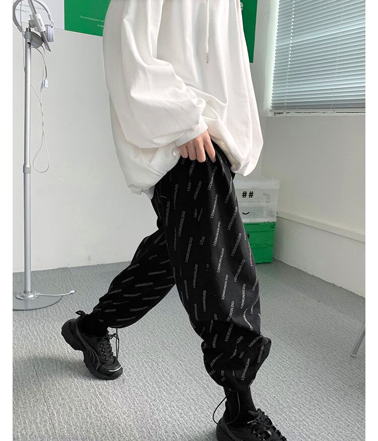 メンズライク ロゴ 裾絞り カジュアルパンツ ロック パンク かっこいいパンツ ボーイッシュ 可愛い ｒ２１９ Rumina Select Shop