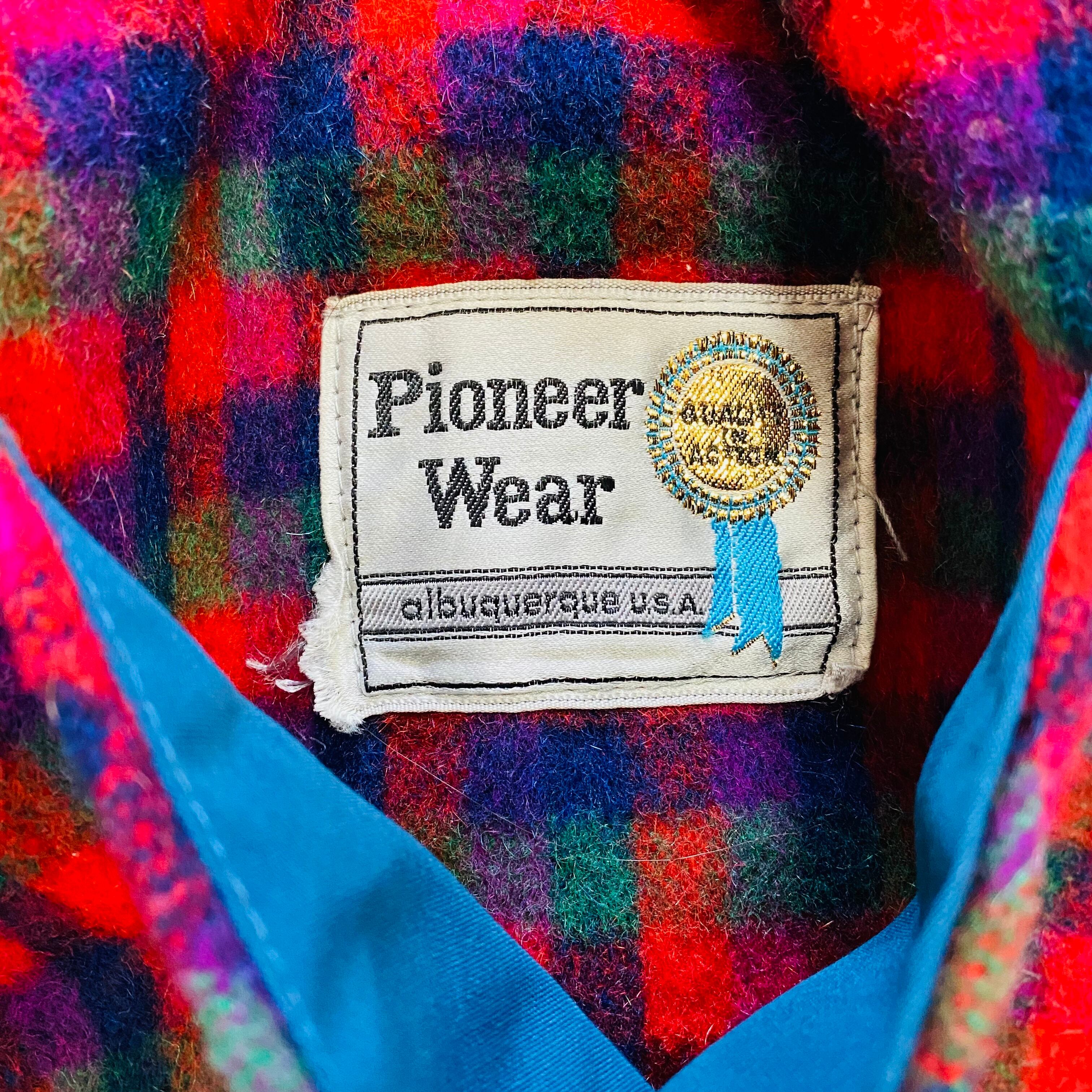 70's vintage USA “Pioneer Wear” check reversible poncho ／70年代