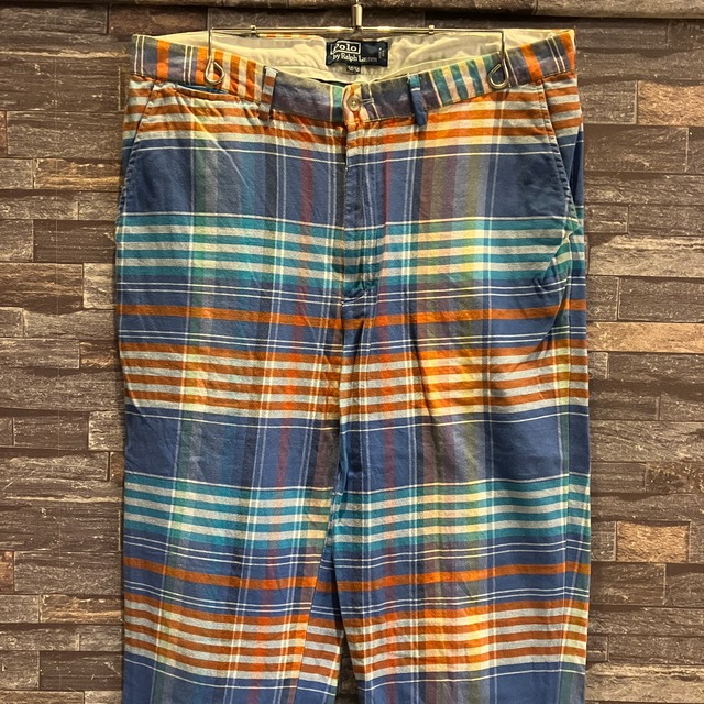 RALPH LAUREN MADRAS CHECK COTTON SLACKS OLD MODEL