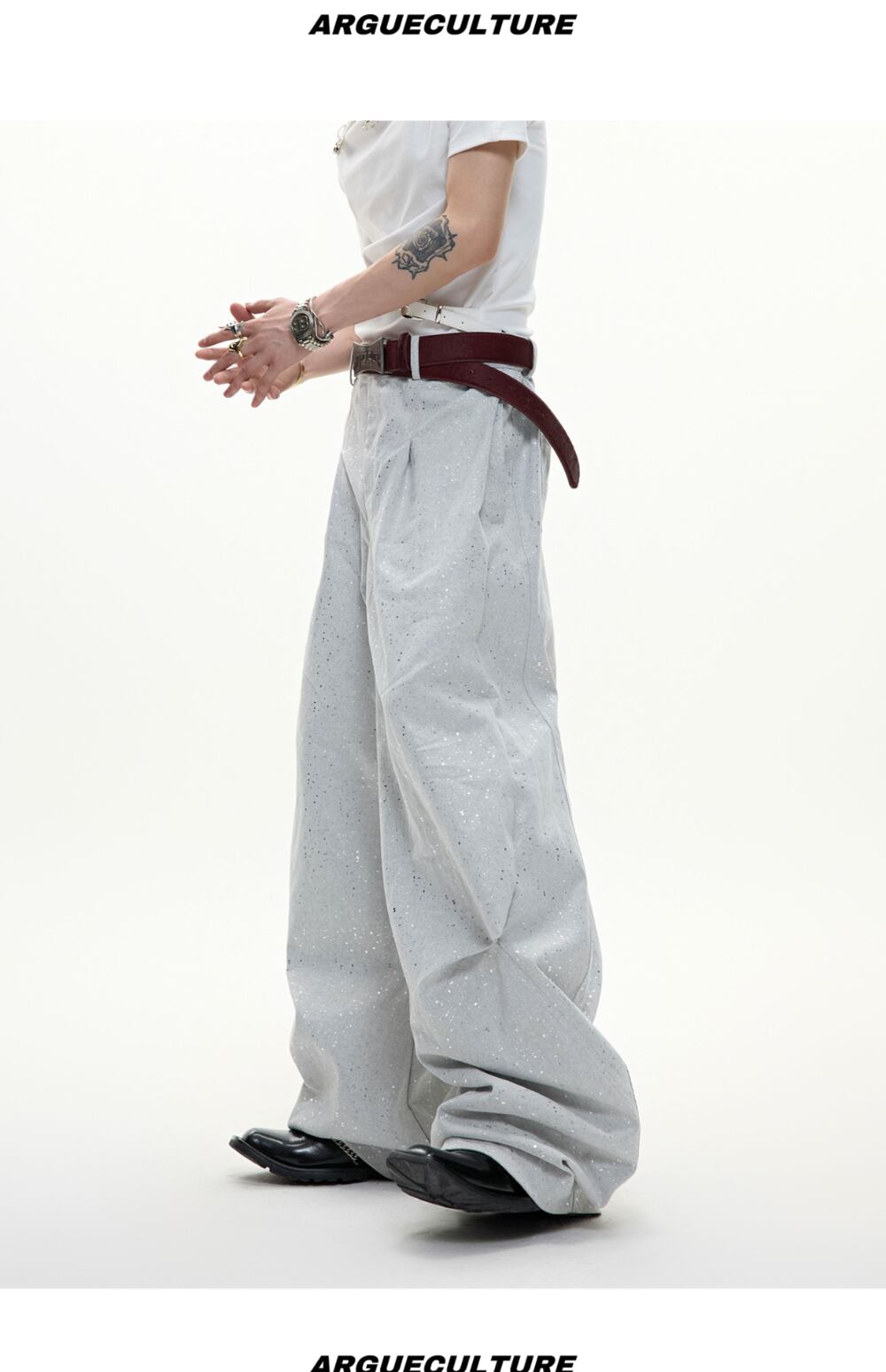 Argue Culture パラシュートカーゴパンツ バルーパンツ ラメ入り