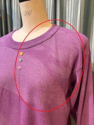 garment dye thermal  purple＆yellow button