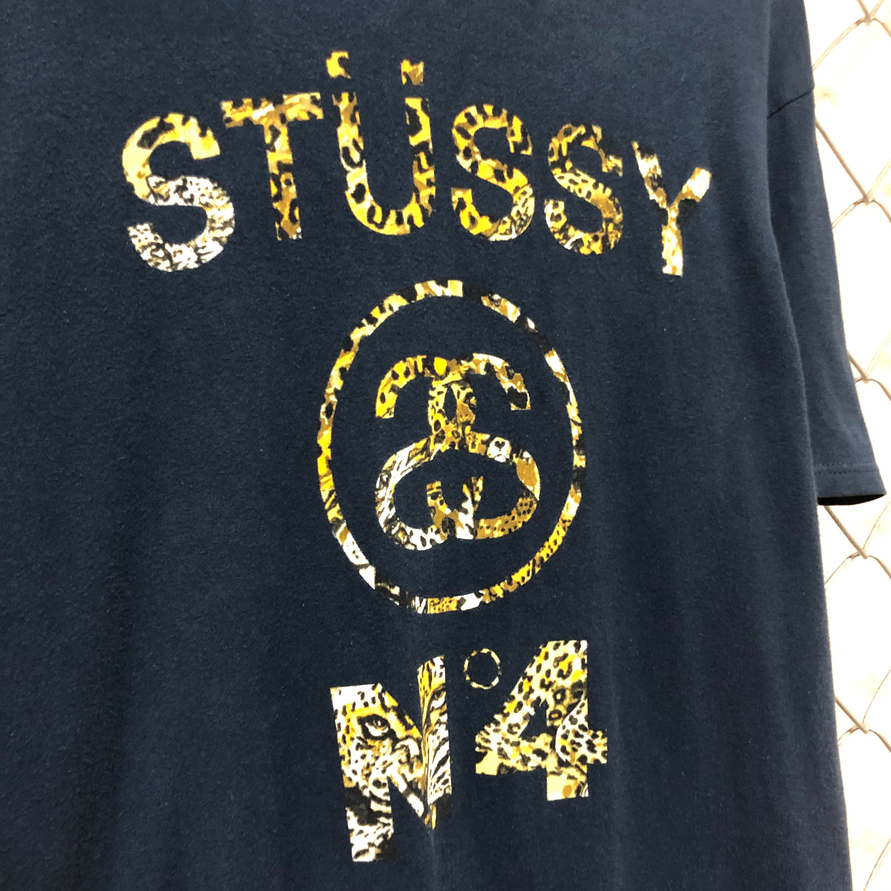 Stussy ステューシー N°4 レオパード 半袖 Tシャツ M ネイビー | MasaHero