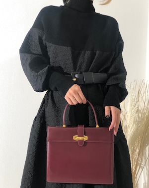 CELINE セリーヌ ブラゾン トリオンフ レザー スクエア ハンドバッグ ボルドー vintage ヴィンテージ　オールドセリーヌ　2jsv3e