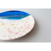 【飾り皿】青富士に桜 Ornamental plate for wall hanging