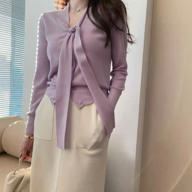 ribbon tie knit tops（3color）＜t1217＞