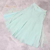 社交ダンス 衣装 スタンダード スカート レッスンウェア レディース Fantasy グリーン系 ブルー系 練習着 無地 シンプル かわいい 清楚 ミントグリーン ファスナー 伸縮性 日本製 サイド編み上げ デザイン アクセント 練習用 踊りやすい おしゃれ レディーススカート ダンスウェア 発表会 トレーニング用