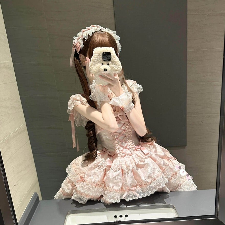 甘ロリ ドレス ふんわりお姫様シルエットフリル多段ティアード リボン