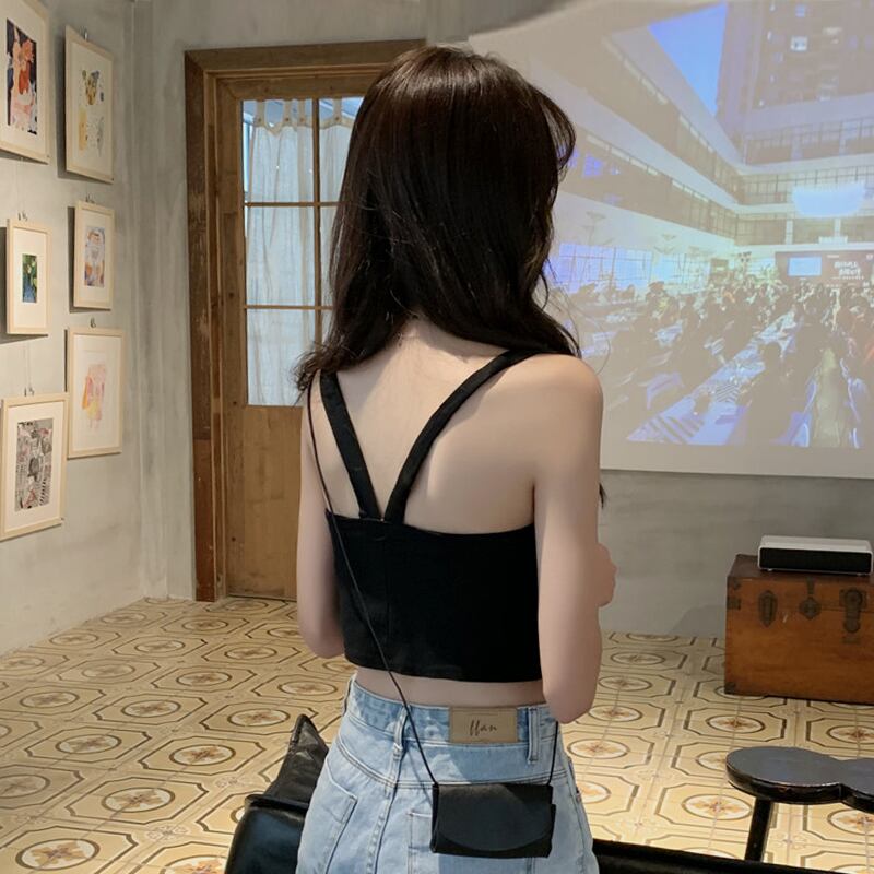 美しいバックアウターウェアスモールベストショートサスペンダーレディース2020年春新バージョンのブラックインナーベースノースリーブトップトレンド YY-ファッション45353979781