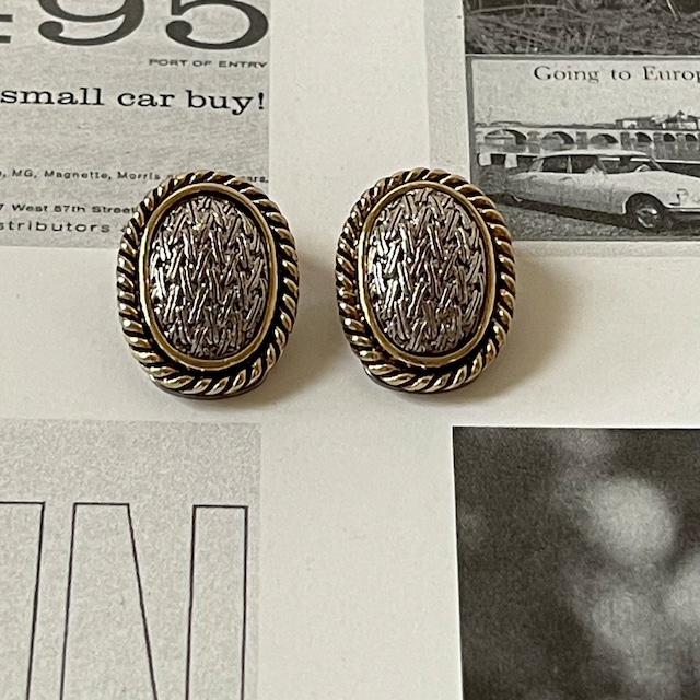 USA 80〜90s Gold&Silver 2tone Oval Clip Earrings W265