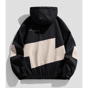 Block color hooded jacket 0386