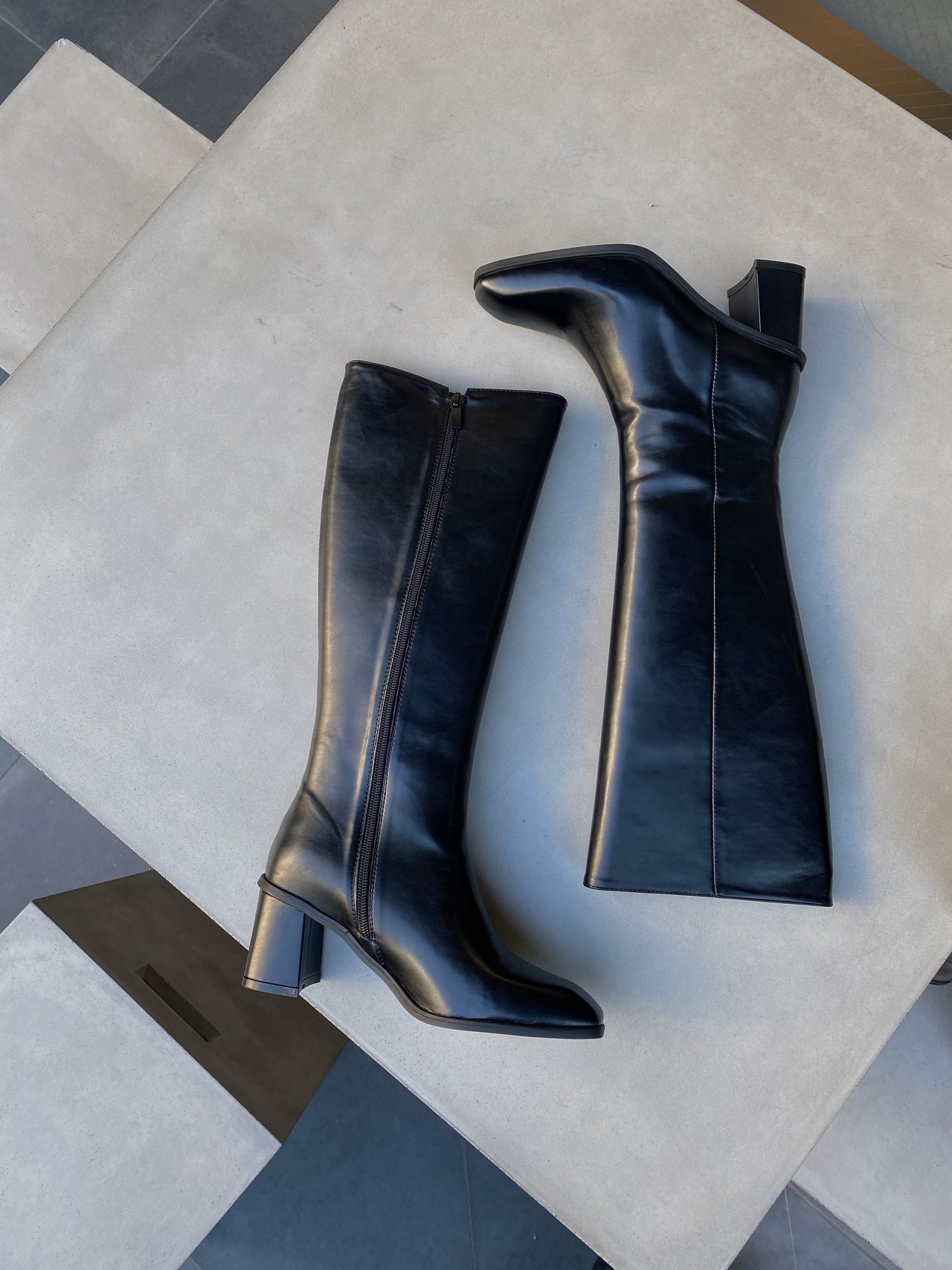 square heel long boots