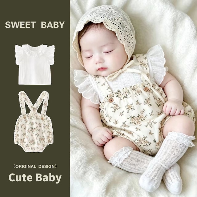 【BABY】可愛いフラワーサロペット