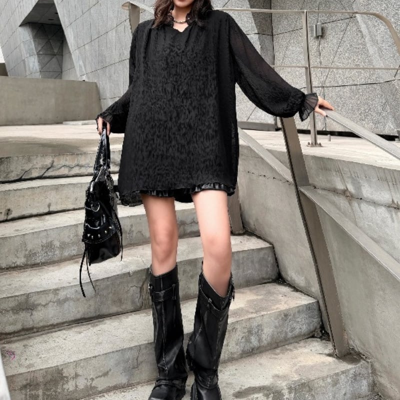 長袖 オーバーサイズ ミニ丈 ワンピース 1color ON1030