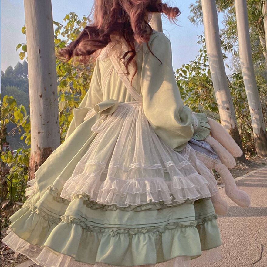 新品前ファスナーパフスリーブセクシードーリー姫ワンピース緑ピンク韓国系地雷系 613t4F8lX2L._UY350_.jpg