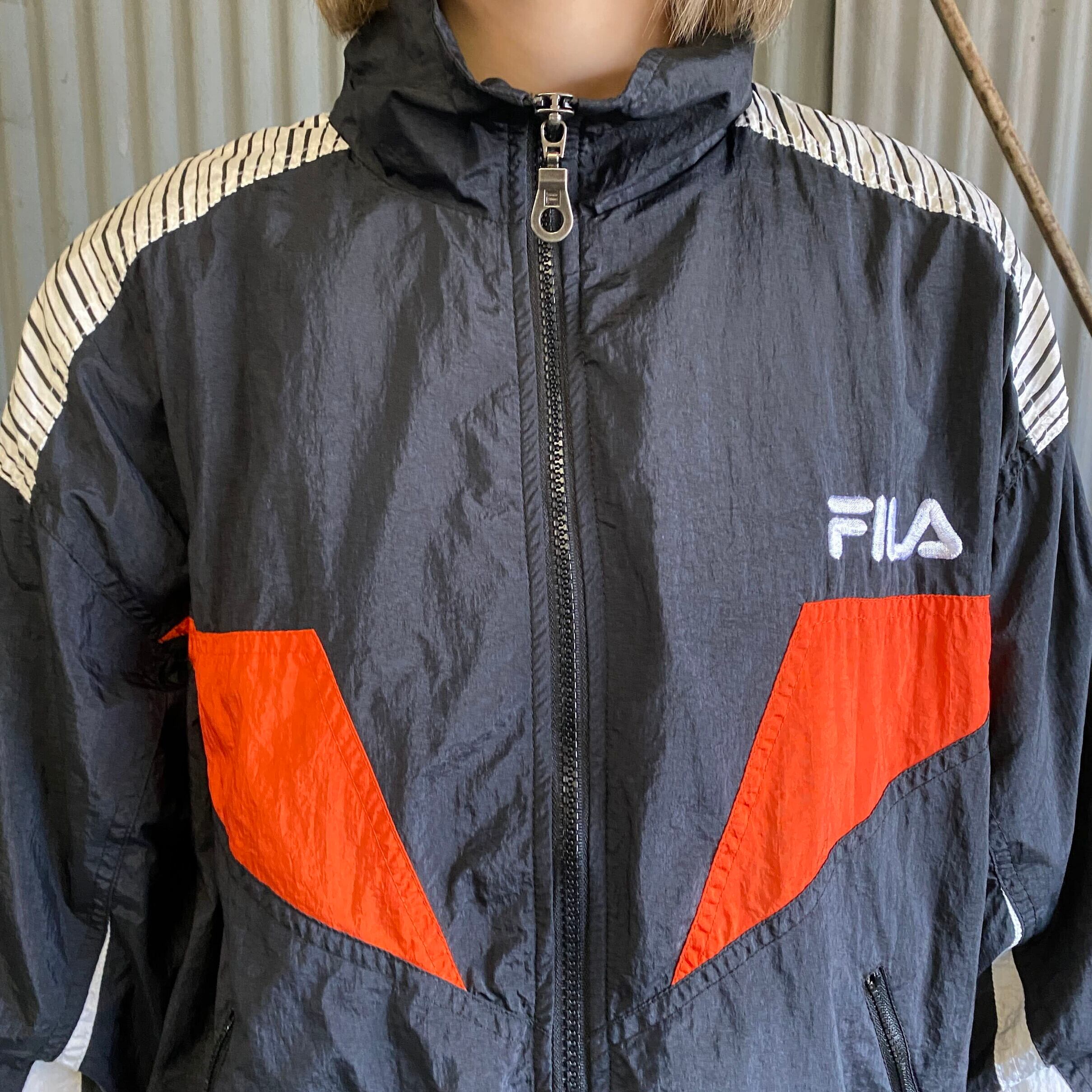 90's FILA ロングジャケット　フリース　ビックロゴ