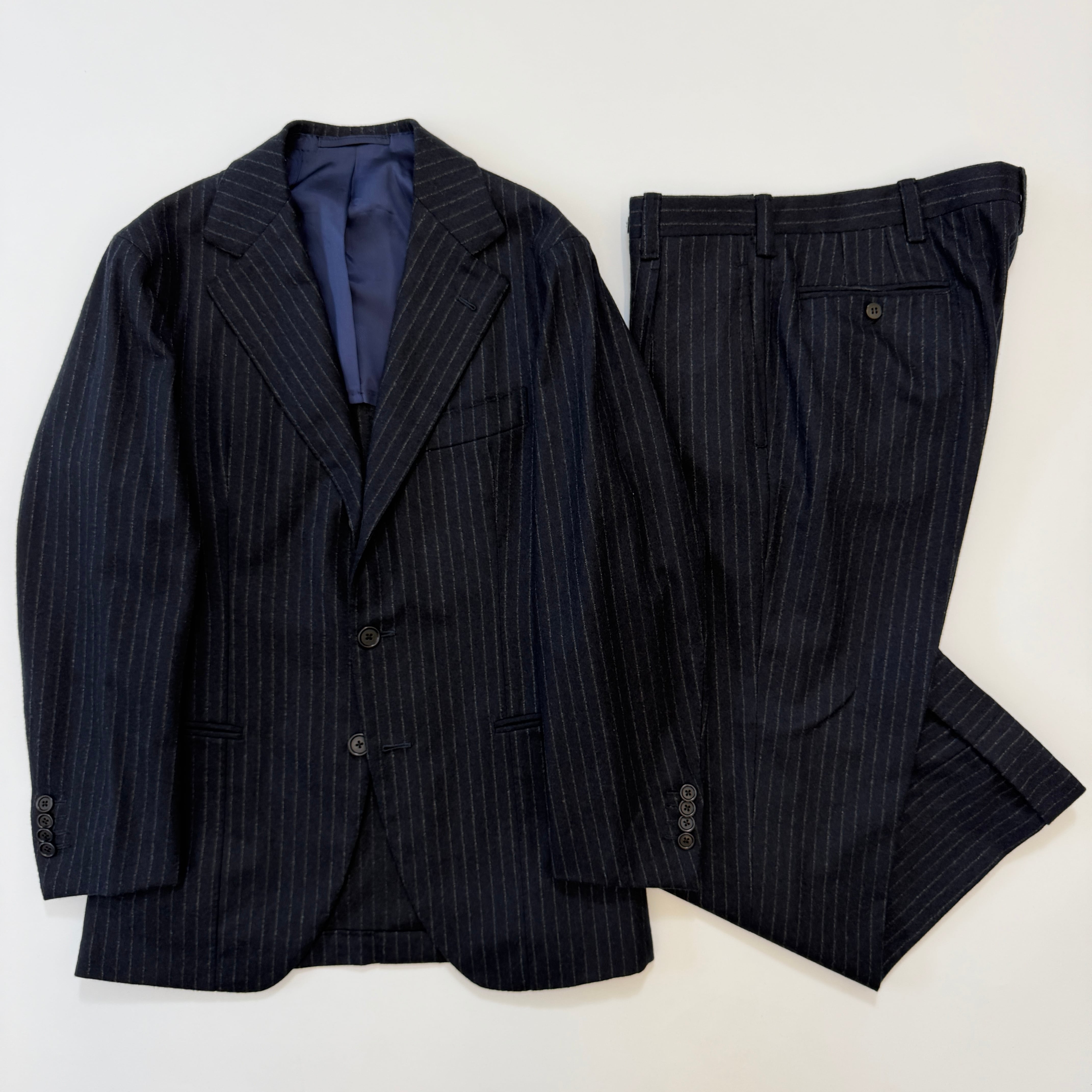 Sartoria Solito Suit wool navy stripes 48 | ASSET VINTAGE アセット