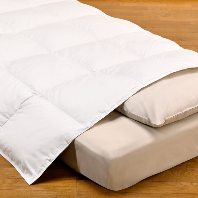 羽毛肌掛けふとん　ダウンケット【マース】Ｓ／ＳＤ／Ｄ／Ｑ／Ｋ　ハンガリーホワイトダックダウン93％−タタキキルト（80サテン）