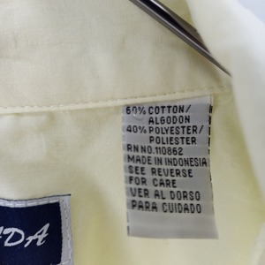 LADA　キューバシャツ　開襟　半袖　刺繍　ペールイエロー　4つポケ　M