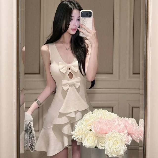 noble ribbon mini dress