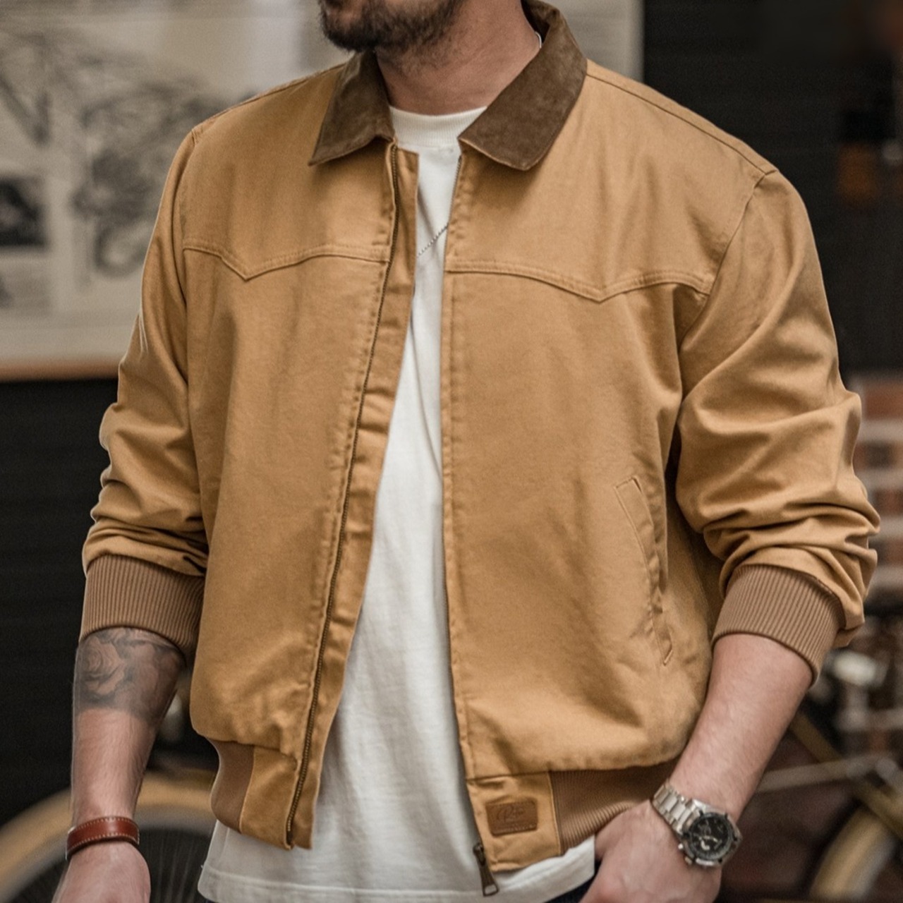 Retro Canvas Ribbed Hem Cuffs Jacket / レトロ キャンバス リブ ヘム カフ ジャケット