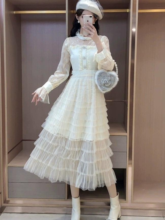 美品♡ボンポワン（Bonpoint）直営店購入 86 チュールドレス　白　レース 美品♡ボンポワン（Bonpoint）直営店購入 86 チュールドレス 白 レース