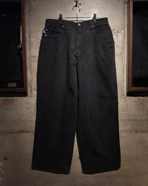 【Caka】"SOUTH POLE" Good Fade Black Loose Baggy Denim Pants