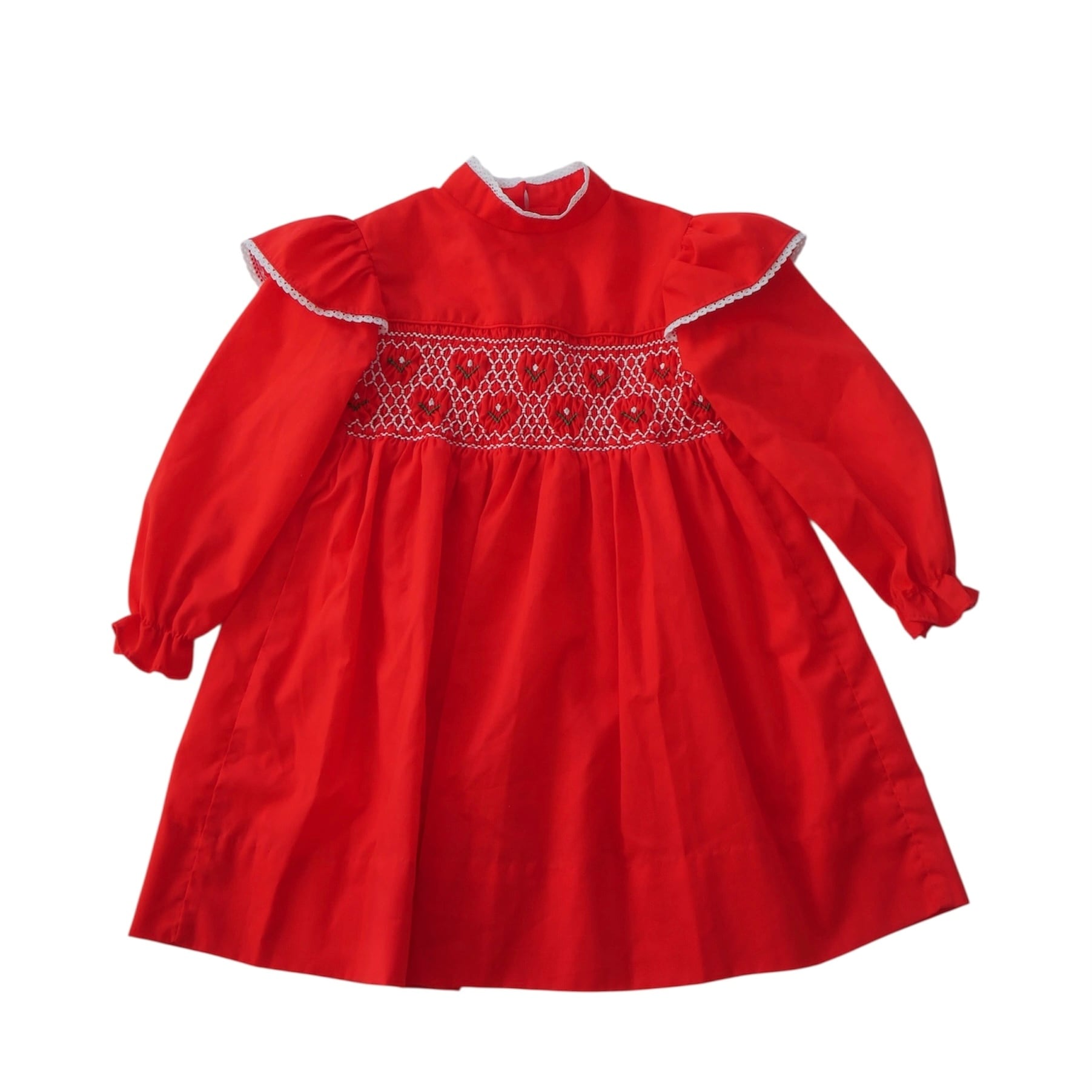 Vintage | Smocked Red Flower Dress