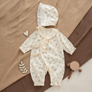 【BABY】フラワー柄柔らかロンパース