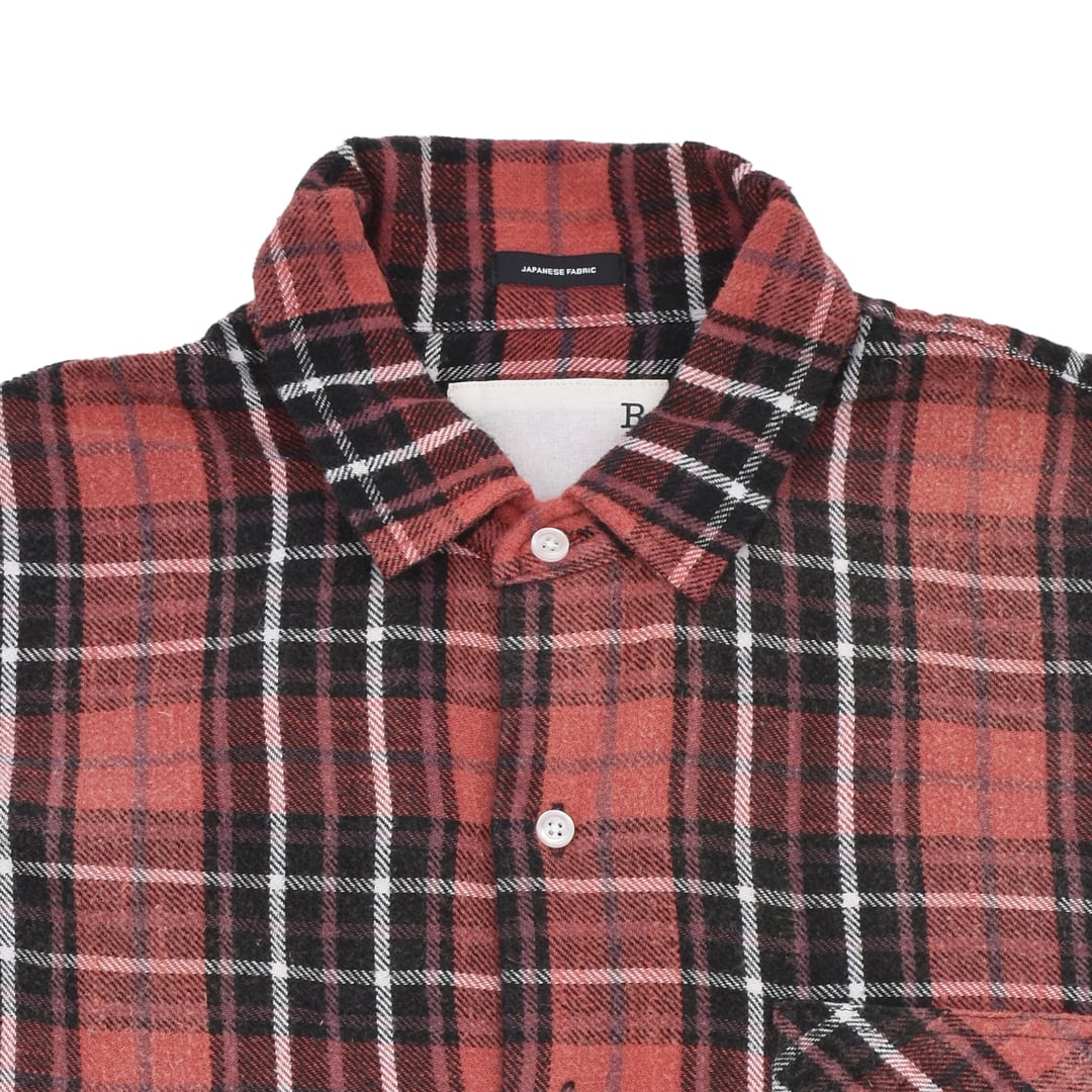 R13】L/S BOXY WORKSHIRT(RED/BLACK) | AYIN