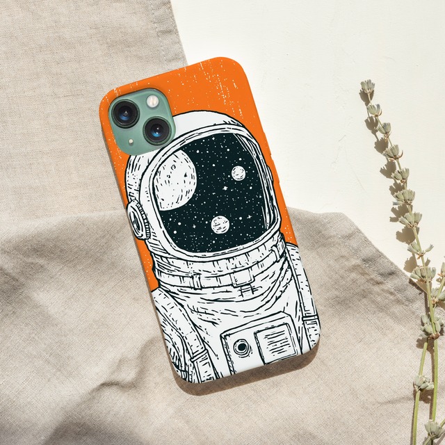 受注生産 iPhoneケース 星空を映す宇宙飛行士ヘルメット｜宇宙飛行士モチーフ RFSP018D