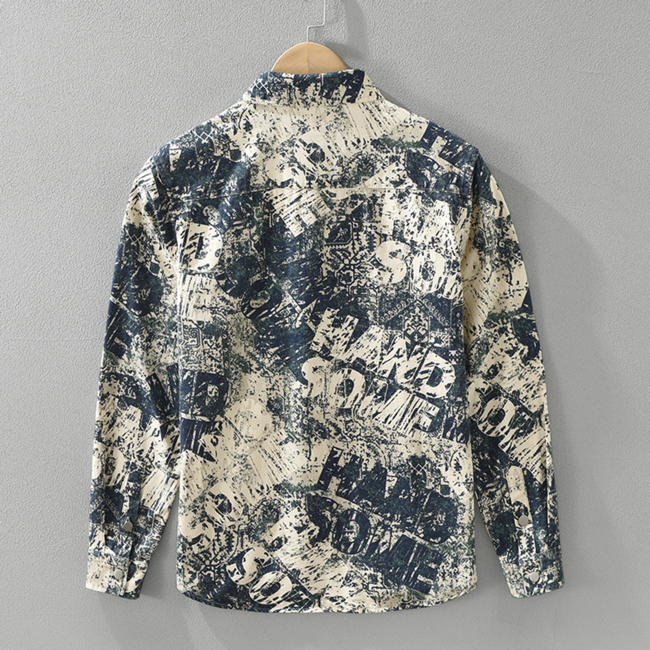 【M-3XL】Stencil Paint Long Sleeve Shirt / ステンシル ペイント 長袖シャツ